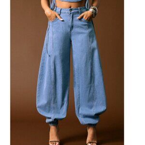 NEW Blue light wash balloon baggy jeans